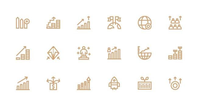 Expansion featuring 18 Icons in Strong Stroke Line Design Icon Set for Web vector