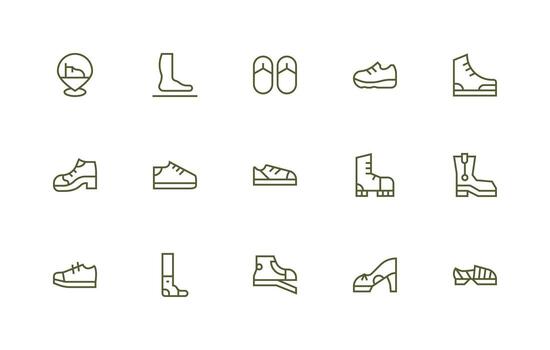 Regular Line Icons from Footwear Set with 15 Vectors Interface Icon Collection
