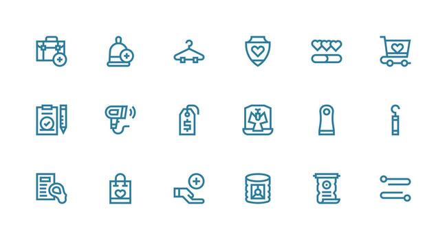 18 Icons for Item in Strong Stroke Line Format Multi-Purpose Icon Pack for Templates vector