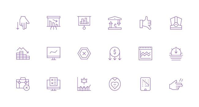 18 Icons for Decline in Minimal Line Format Clean Icon Set Icon Pack for UI Projects vector