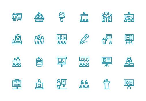 24 Icons for Seminar in Thick Line Line Format Multi-Purpose Icon Set vector