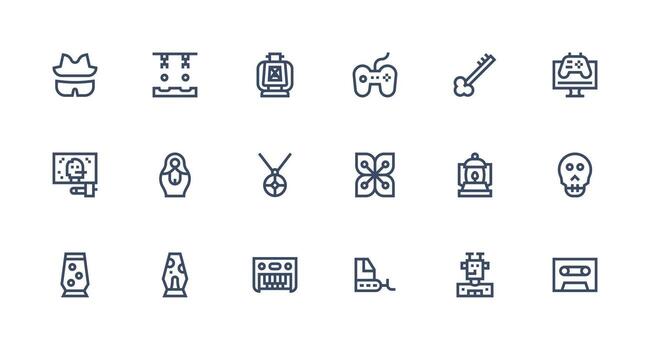 18 fuerte carrera línea estilo íconos desde retro colección funcional icono serie vector