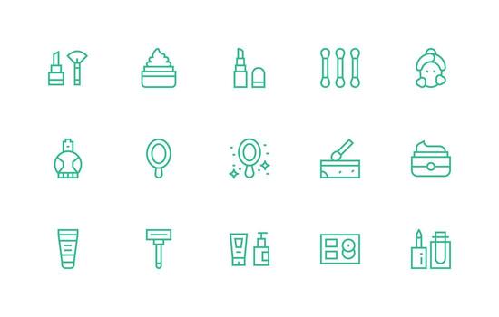 15 regular línea vectores para maquillaje tema usuario interfaz íconos para digital productos