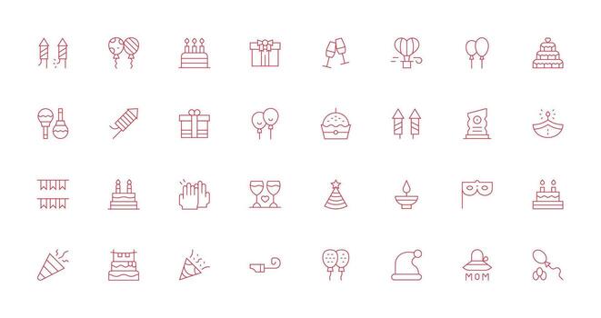 Thin Line Icons from Celebration Icon Set with 32 Vectors Display Icon Pack