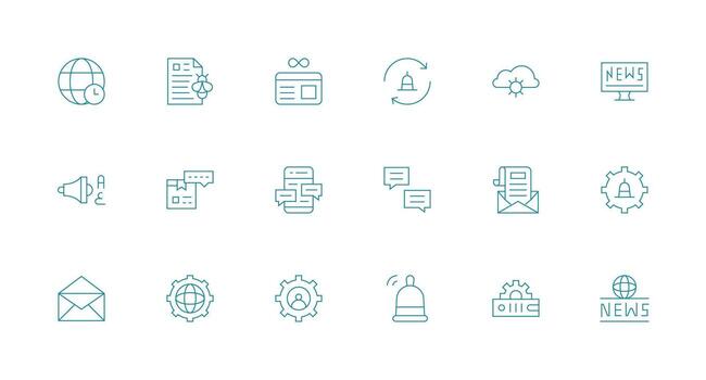 actualizaciones diseño íconos presentando 18 en mínimo línea estilo profesional icono paquete para desarrollo trabajo vector