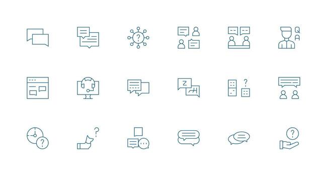 mínimo línea estilo pregunta íconos con 18 vectores aplicación icono paquete