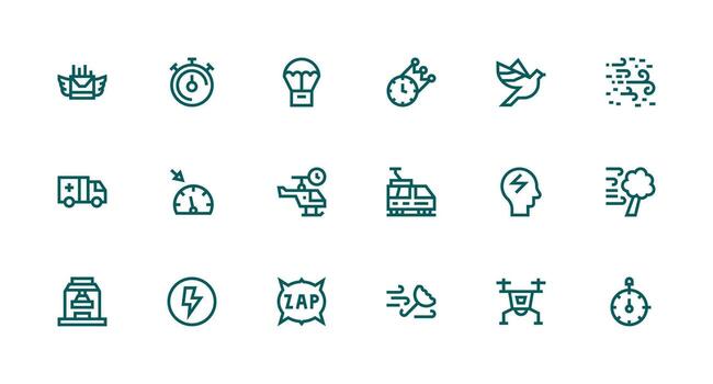 18 fuerte carrera línea estilo íconos desde rápido colección esencial íconos para rápido ui edificio vector