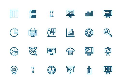 Data Visualization Visual Pack containing 24 Thick Line Line Icons Web Icon Collection vector