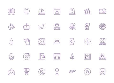 Light Line Icons from Warning Set with 35 Vectors General Use Icon Pack
