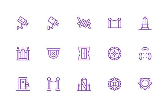 perímetro icono conjunto con 15 regular línea gráficos rápido acceso íconos para ui desarrollo vector