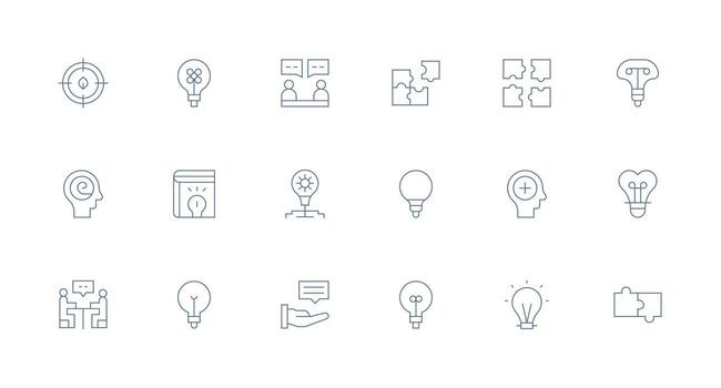 18 Minimal Line Icons for ProblemSolving Graphics Compact Icon Pack vector