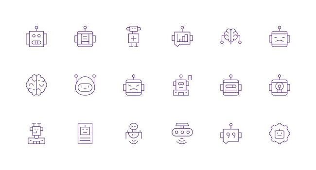Ai Visual Pack containing 18 Minimal Line Icons Modern Icon Set vector