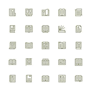 medio carrera contorno estilo paginas íconos con 25 vectores básico icono serie