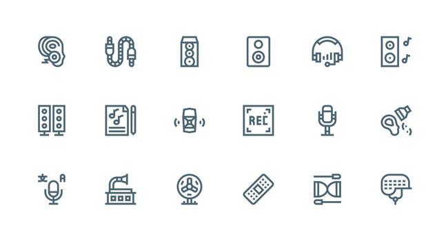 fuerte carrera línea estilo audio íconos con 18 vectores bien estructurado íconos para creativo utilizar
