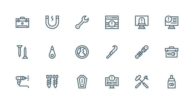 18 Strong Stroke Line Vectors for Fix Theme Well-Structured Icons for Creative Use