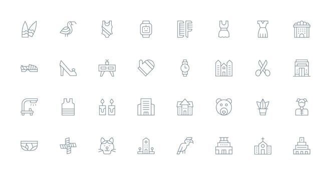 Lineart including 32 Thin Line Illustrations Scalable Icons for Cross-Platform Interfaces vector