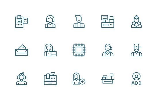Register Design Icons featuring 15 in Regular Line Style Customizable Icon Series for Mobile Screens vector