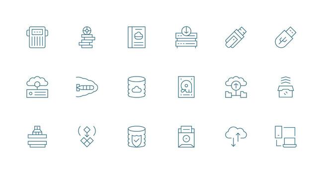 18 mínimo línea diseños para datos apoyo íconos tablero icono serie vector