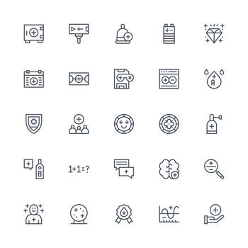 Plus including 25 Medium Stroke Outline Illustrations Simplified Icon Pack for Visual Tools vector