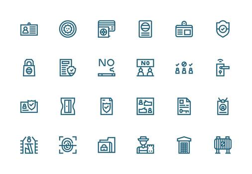 Access Control including 24 Thick Line Line Illustrations Core Icon Collection for Daily Tasks vector