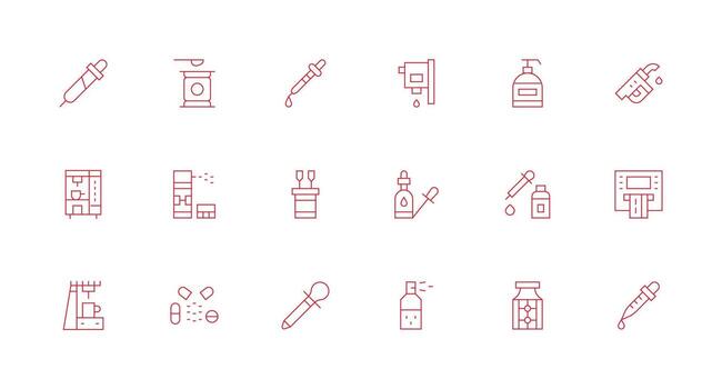 18 mínimo línea íconos para dispensación gráficos flexible icono sistema para web interfaces vector