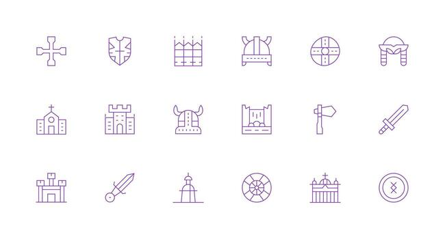 18 Minimal Line Vectors for Medieval Theme Essential Icons for Rapid UI Building