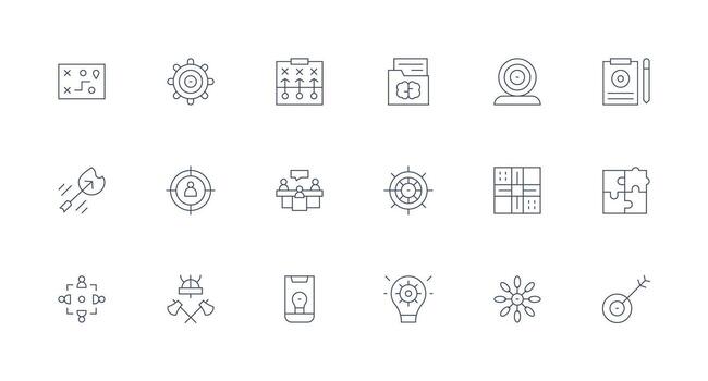 Minimal Line Style Strategy Icons with 18 Vectors Icon Set for Projects