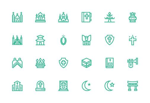 Thick Line Line Style Holy Icons with 24 Vectors Scalable Icons for Cross-Platform Interfaces