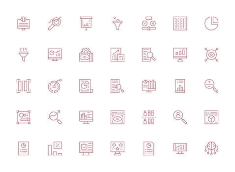 35 Light Line Designs for Data Analysis Icons Dashboard Icon Series vector
