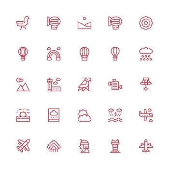 25 Medium Stroke Outline Vectors for Sky Theme UI Icon Set