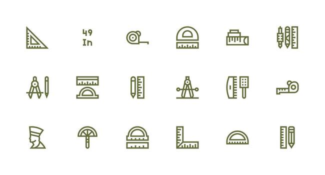 Strong Stroke Line Style Ruler Icons with 18 Vectors Web Icon Collection