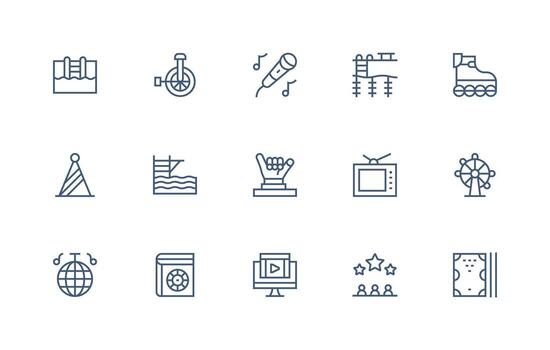 Regular Line Icons from Entertainment Set with 15 Vectors Customizable Icon Series for Mobile Screens