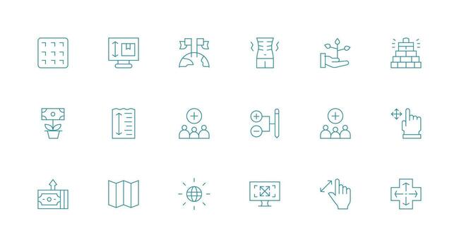 Expand featuring 18 Icons in Minimal Line Design UI and UX Focused Icon Collection vector