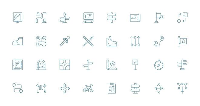 Path Icon Set with 32 Thin Line Graphics Icon Set for Web vector