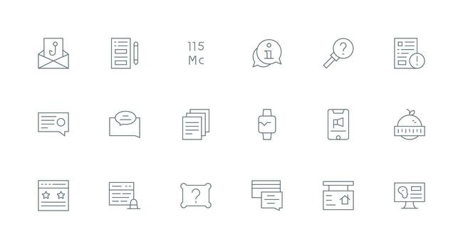 18 Minimal Line Designs for Info Icons Balanced Icon Set for Functional Design vector