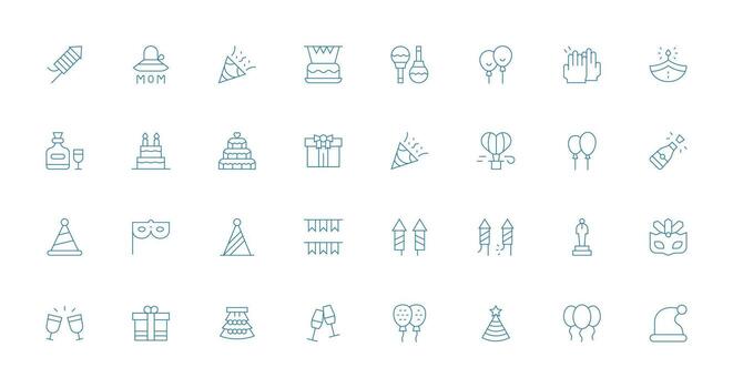 Thin Line Icons from Celebration Icon Set with 32 Vectors User Interface Icons for Digital Products