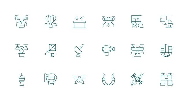18 Minimal Line Icons for Aerial Graphics Essential Icon Set for Teams vector