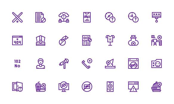 28 Icons for Unavailable in Bold Line Format Responsive Icon Set for Flexible Layouts vector