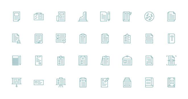 Notes Design Icons featuring 32 in Thin Line Style Digital Product Icons for Fast Delivery vector