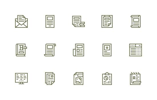 sobresalir visual paquete conteniendo 15 regular línea íconos compacto icono paquete vector