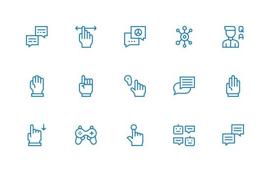 15 regular línea íconos para Interacción gráficos multi-estilo icono colección vector
