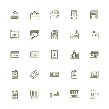 Card Icon Set with 25 Medium Stroke Outline Graphics All Device Compatible Icon Set vector