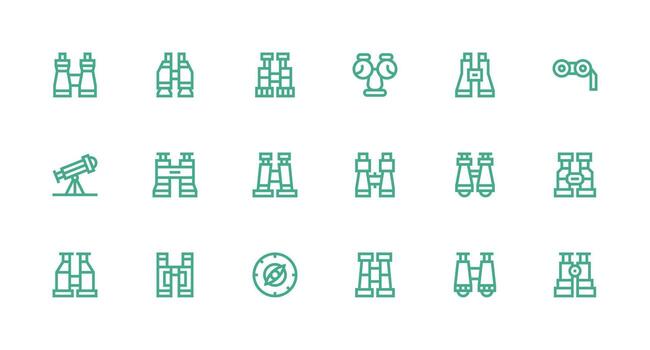 Binoculars featuring 18 Icons in Strong Stroke Line Design Scalable Icons for All Themes vector