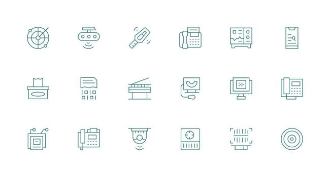 Scanning Design Icons featuring 18 in Minimal Line Style Glyph Icon Series vector