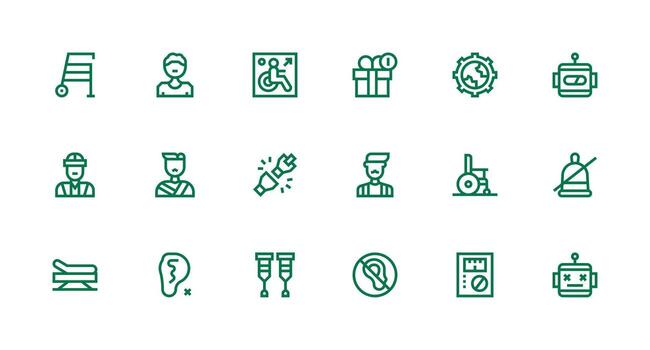 Disabled Design Icons featuring 18 in Strong Stroke Line Style Icon Set for Projects vector
