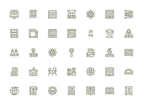 Learning Icon Collection with 35 Regular Clean Line Designs Full Icon Library for UI Designers vector