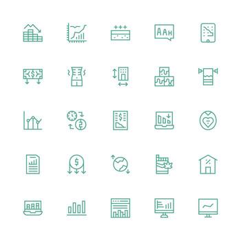 25 Medium Stroke Outline Style Icons from Decrease Collection Web and App Icon Pack Collection vector