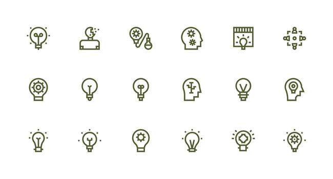 fuerte carrera línea estilo lluvia de ideas íconos con 18 vectores multi-estilo icono colección