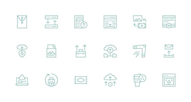 archivo subir diseño íconos presentando 18 en mínimo línea estilo todas dispositivo compatible icono conjunto vector