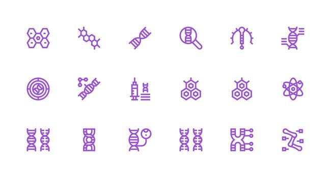 Molecular Icon Set with 18 Strong Stroke Line Graphics Outline Icon Pack vector